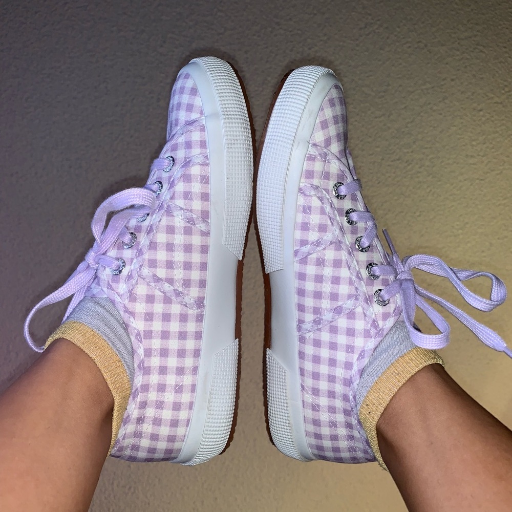 Lavender Gingham Superga Sneakers